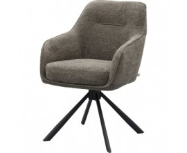 Modern&iacute; industri&aacute;ln&iacute; otočn&aacute; j&iacute;deln&iacute; židle Egon s hnědosiv&yacute;m taupe potahem a černou kovovou podstavou 59 cm