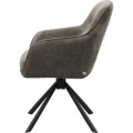 Modern&iacute; industri&aacute;ln&iacute; otočn&aacute; j&iacute;deln&iacute; židle Egon s hnědosiv&yacute;m taupe potahem a černou kovovou podstavou 59 cm