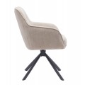 Modern&iacute; otočn&aacute; j&iacute;deln&iacute; židle Egon se světl&yacute;m b&eacute;žov&yacute;m potahem s designem lnu s čern&yacute;ma kovov&yacute;mi nohami 59 cm