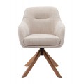 Modern&iacute; skandin&aacute;vsk&aacute; otočn&aacute; j&iacute;deln&iacute; židle Egon s hněd&yacute;m dubov&yacute;m nohama a kr&eacute;mov&yacute;m potahem s designem lnu 59 cm