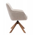 Modern&iacute; skandin&aacute;vsk&aacute; otočn&aacute; j&iacute;deln&iacute; židle Egon s hněd&yacute;m dubov&yacute;m nohama a kr&eacute;mov&yacute;m potahem s designem lnu 59 cm