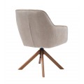 Modern&iacute; skandin&aacute;vsk&aacute; otočn&aacute; j&iacute;deln&iacute; židle Egon s hněd&yacute;m dubov&yacute;m nohama a kr&eacute;mov&yacute;m potahem s designem lnu 59 cm