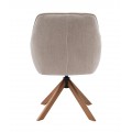 Modern&iacute; skandin&aacute;vsk&aacute; otočn&aacute; j&iacute;deln&iacute; židle Egon s hněd&yacute;m dubov&yacute;m nohama a kr&eacute;mov&yacute;m potahem s designem lnu 59 cm