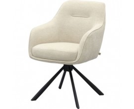 Designov&aacute; modern&iacute; j&iacute;deln&iacute; židle Egon s otočn&yacute;m sed&aacute;tkem s b&iacute;l&yacute;m p&iacute;skov&yacute;m čalouněn&iacute;m a černou kovovou podstavou 59 cm