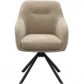 Modern&iacute; skandin&aacute;vsk&aacute; otočn&aacute; j&iacute;deln&iacute; židle Egon s opěrkami na ruce se světl&yacute;m hněd&yacute;m potahem a čern&yacute;ma nohama 59 cm