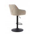 Modern&iacute; skandin&aacute;vsk&aacute; v&yacute;&scaron;kově nastaviteln&aacute; barov&aacute; židle Egon s b&eacute;žov&yacute;m potahem s jemn&yacute;m leskem a černou podstavou 110 cm