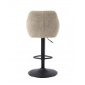 Modern&iacute; skandin&aacute;vsk&aacute; v&yacute;&scaron;kově nastaviteln&aacute; barov&aacute; židle Egon s b&eacute;žov&yacute;m potahem s jemn&yacute;m leskem a černou podstavou 110 cm