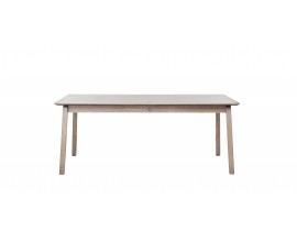 Modern&iacute; skandin&aacute;vsk&yacute; j&iacute;deln&iacute; stůl Arken v b&iacute;l&eacute;m dubov&eacute;m proveden&iacute; s rozkl&aacute;dac&iacute; obd&eacute;ln&iacute;kovou deskou 190-290 cm