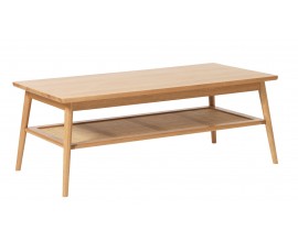 Designov&yacute; skandin&aacute;vsk&yacute; obd&eacute;ln&iacute;kov&yacute; konferenčn&iacute; stolek Aarhus v dubov&eacute;m hněd&eacute;m proveden&iacute; s ratanovou polic&iacute; 120 cm