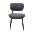 Designov&aacute; industri&aacute;ln&iacute; j&iacute;deln&iacute; židle Hruna s &scaron;ed&yacute;m bukl&eacute; potahem a černou kovovou konstrukc&iacute; 83 cm