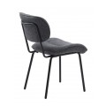 Designov&aacute; industri&aacute;ln&iacute; j&iacute;deln&iacute; židle Hruna s &scaron;ed&yacute;m bukl&eacute; potahem a černou kovovou konstrukc&iacute; 83 cm