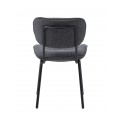 Designov&aacute; industri&aacute;ln&iacute; j&iacute;deln&iacute; židle Hruna s &scaron;ed&yacute;m bukl&eacute; potahem a černou kovovou konstrukc&iacute; 83 cm