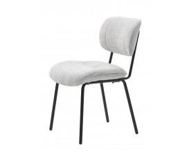Modern&iacute; bukl&eacute; j&iacute;deln&iacute; židle Hruna se &scaron;t&iacute;hlou černou kovovou konstrukc&iacute; a bělosiv&yacute;m potahem 83 cm