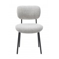 Modern&iacute; bukl&eacute; j&iacute;deln&iacute; židle Hruna se &scaron;t&iacute;hlou černou kovovou konstrukc&iacute; a bělosiv&yacute;m potahem 83 cm