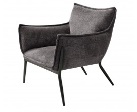 Moderní industriální křeslo Beryl se tmavým šedým čalouněním a černýma kovovými nohami 83 cm