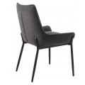 Designov&aacute; industri&aacute;ln&iacute; j&iacute;deln&iacute; židle Beryl s tmav&yacute;m &scaron;ed&yacute;m čalouněn&iacute;m a &scaron;t&iacute;hl&yacute;m čern&yacute;m kovov&yacute;m nohama 86 cm