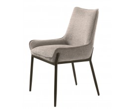 Modern&iacute; čalouněn&aacute; j&iacute;deln&iacute; židle Beryl se světl&yacute;m hněd&yacute;m potahem a černou kovovou podstavou 84 cm