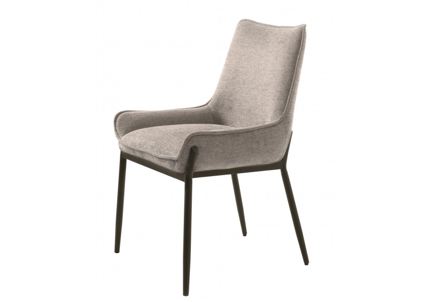 Modern&iacute; čalouněn&aacute; j&iacute;deln&iacute; židle Beryl se světl&yacute;m hněd&yacute;m potahem a černou kovovou podstavou 84 cm