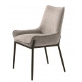 Modern&iacute; čalouněn&aacute; j&iacute;deln&iacute; židle Beryl se světl&yacute;m hněd&yacute;m potahem a černou kovovou podstavou 84 cm
