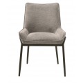 Modern&iacute; čalouněn&aacute; j&iacute;deln&iacute; židle Beryl se světl&yacute;m hněd&yacute;m potahem a černou kovovou podstavou 84 cm