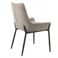Modern&iacute; čalouněn&aacute; j&iacute;deln&iacute; židle Beryl se světl&yacute;m hněd&yacute;m potahem a černou kovovou podstavou 84 cm