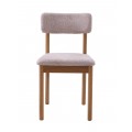 Designov&aacute; skandin&aacute;vsk&aacute; j&iacute;deln&iacute; židle Leonna s dubov&yacute;m světl&yacute;m hněd&yacute;m r&aacute;mem a bukl&eacute; potahem v b&eacute;žov&eacute; barvě 81 cm