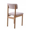 Designov&aacute; skandin&aacute;vsk&aacute; j&iacute;deln&iacute; židle Leonna s dubov&yacute;m světl&yacute;m hněd&yacute;m r&aacute;mem a bukl&eacute; potahem v b&eacute;žov&eacute; barvě 81 cm