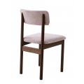 Modern&iacute; masivn&iacute; j&iacute;deln&iacute; židle Leonna s tmav&eacute;ho hněd&eacute;ho dubov&eacute;ho dřeva s b&eacute;žov&yacute;m bukl&eacute; potahem 81 cm