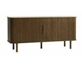 Skandin&aacute;vsk&yacute; dvoudveřov&yacute; př&iacute;born&iacute;k Elbe s posuvn&yacute;m lamelov&yacute;m designem v tmav&eacute;m hněd&eacute;m dubov&eacute;m proveden&iacute; 160 cm