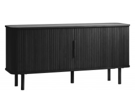 Designov&yacute; retro př&iacute;born&iacute;k Elbe v čern&eacute;m dubov&eacute;m proveden&iacute; s dvojit&yacute;mi lamelov&yacute;mi posuvn&yacute;mi dv&iacute;řky 160 cm