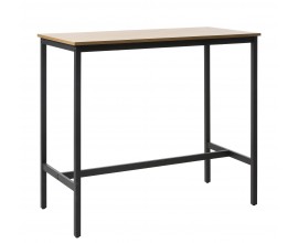 Modern&iacute; industri&aacute;ln&iacute; obd&eacute;ln&iacute;kov&yacute; barov&yacute; stůl Holstebro se svělou dubově hnědou deskou a černou konstrukc&iacute; 120 cm