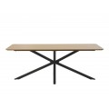 Modern&iacute; industri&aacute;ln&iacute; obd&eacute;ln&iacute;kov&yacute; j&iacute;deln&iacute; stůl Holstebro s čern&yacute;ma zkř&iacute;žen&yacute;ma nohama a dubovou hnědou deskou 200 cm