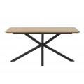 Designov&yacute; industri&aacute;ln&iacute; j&iacute;deln&iacute; stůl s obd&eacute;ln&iacute;kovou světlou dubovou hnědou deskou a čern&yacute;ma zkř&iacute;žen&yacute;ma nohama 160 cm