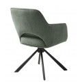 Skandin&aacute;vsk&aacute; otočn&aacute; j&iacute;deln&iacute; židle Mille s opěrkami na ruce a &scaron;alvějově zelen&yacute;m potahem s černou podstavou 86 cm
