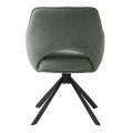 Skandin&aacute;vsk&aacute; otočn&aacute; j&iacute;deln&iacute; židle Mille s opěrkami na ruce a &scaron;alvějově zelen&yacute;m potahem s černou podstavou 86 cm