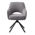 Industri&aacute;ln&iacute; otočn&aacute; j&iacute;deln&iacute; židle Mille s opěrkami na ruce s &scaron;ed&yacute;m žinylkov&yacute;m potahem a černou podstavou 86 cm