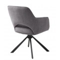 Industri&aacute;ln&iacute; otočn&aacute; j&iacute;deln&iacute; židle Mille s opěrkami na ruce s &scaron;ed&yacute;m žinylkov&yacute;m potahem a černou podstavou 86 cm