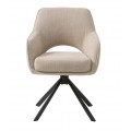 Modern&iacute; skandin&aacute;vsk&aacute; otočn&aacute; j&iacute;deln&iacute; židle Mille s opěrkou s v&yacute;řezem a b&eacute;žov&yacute;m žinylkov&yacute;m potahem s čern&yacute;ma nohama 86 cm