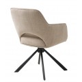 Modern&iacute; skandin&aacute;vsk&aacute; otočn&aacute; j&iacute;deln&iacute; židle Mille s opěrkou s v&yacute;řezem a b&eacute;žov&yacute;m žinylkov&yacute;m potahem s čern&yacute;ma nohama 86 cm