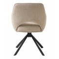 Modern&iacute; skandin&aacute;vsk&aacute; otočn&aacute; j&iacute;deln&iacute; židle Mille s opěrkou s v&yacute;řezem a b&eacute;žov&yacute;m žinylkov&yacute;m potahem s čern&yacute;ma nohama 86 cm