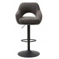 Industri&aacute;ln&iacute; otočn&aacute; v&yacute;&scaron;kově nastaviteln&aacute; barov&aacute; židle Mille s &scaron;ed&yacute;m žinylkov&yacute;m potahem a černou kovovou nohou 111 cm