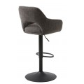 Industri&aacute;ln&iacute; otočn&aacute; v&yacute;&scaron;kově nastaviteln&aacute; barov&aacute; židle Mille s &scaron;ed&yacute;m žinylkov&yacute;m potahem a černou kovovou nohou 111 cm