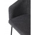 Industri&aacute;ln&iacute; j&iacute;deln&iacute; židle Idun s opěrkami na ruce s tmav&yacute;m &scaron;ed&yacute;m potahem a čern&yacute;mi kovov&yacute;mi nohami 80 cm