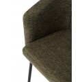 Modern&iacute; čalouněn&aacute; j&iacute;deln&iacute; židle Idun s opěrkami na ruce v olivov&eacute; zelen&eacute; barvě s černou kovovou podstavou 80 cm