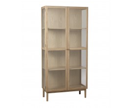 Skandin&aacute;vsk&aacute; vysok&aacute; vitr&iacute;na Viggo z dubov&eacute; d&yacute;hy ve světle hněd&eacute; př&iacute;rodn&iacute; barvě se dvěma prosklen&yacute;mi dv&iacute;řky 190 cm