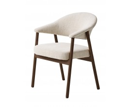 Modern&iacute; masivn&iacute; j&iacute;deln&iacute; židle Bodil v seversk&eacute;m stylu s žinylkov&yacute;m potahem ve světle b&eacute;žov&eacute; barvě a konstrukc&iacute; v tmav&eacute;m hněd&eacute;m př&iacute;rodn&iacute;m proveden&iacute;