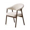Moderní masivní jídelní židle Bodil v severském stylu s žinylkovým potahem ve světle béžové barvě a konstrukcí v tmavém hnědém přírodním provedení