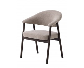 Moderní jídelní židle Bodil s čokoládovou hnědou dřevěnou konstrukcí a světlým hnědým potahem 81 cm