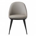 Modern&iacute; industri&aacute;ln&iacute; j&iacute;deln&iacute; židle Gamla s kožen&yacute;m potahem v hnědo&scaron;ed&eacute;m odst&iacute;nu taupe s čern&yacute;ma kovov&yacute;mi nohama 52 cm
