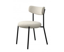 Moderní buklé jídelní židle Edna s bílým čalouněným sedátkem a opěrkou s černou kovovou konstrukcí 47 cm